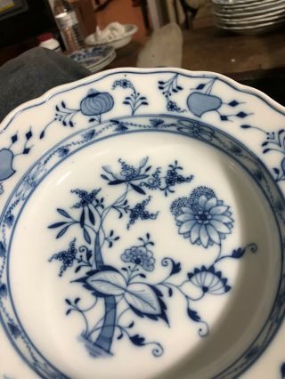 Meissen antique oval mark 9 3/4” Onion pattern flow blue deep well rimmed bowl 2