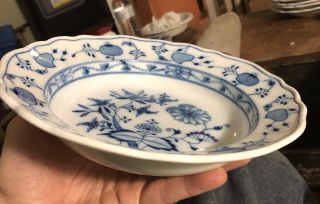 Meissen antique oval mark 9 3/4” Onion pattern flow blue deep well rimmed bowl 3