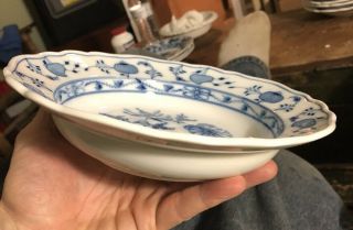 Meissen antique oval mark 9 3/4” Onion pattern flow blue deep well rimmed bowl 4