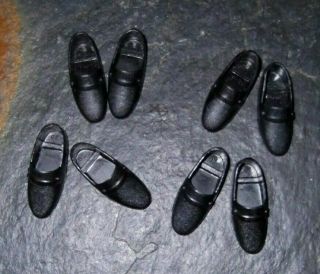 Barbie Doll Shoes J39 - 4 Pairs Of Vintage Ken Black Dress Shoes