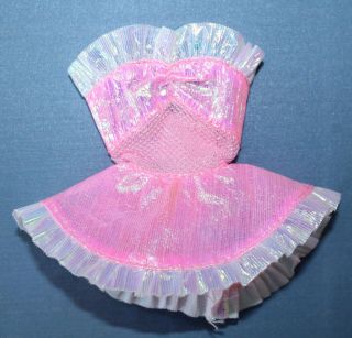 1997 Avon Color N Wash My Hair Barbie Sparkly Pink White Ruffle Mini Dress Tag