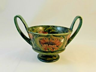 Rare Antique Macintyre Moorcroft Bowl Revived Cornflower Design Double - Handled 4