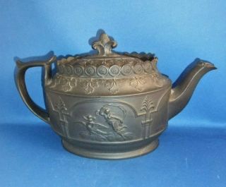 Antique 18th/19thc Black Basalt Teapot - J.  Glass - Wedgwood -