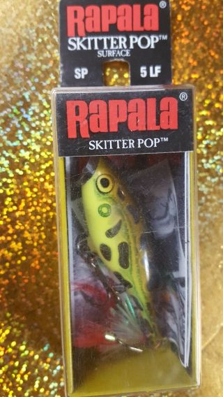 Rapala Skitter Pop Sp 5 Lf Ireland Vintage Lime Frog Collectors Topwater Lure.