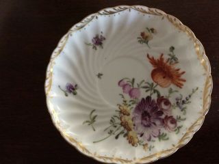 Antique Dresden Meissen Porcelain Cup & Saucer Flowers Gold 3