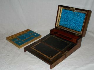 Antique Victorian Walnut Combination Sewing 3 Fold Writing Slope Jewellery Box