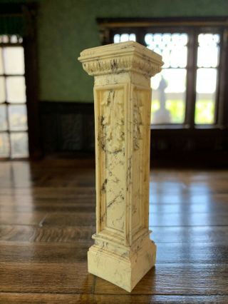 Artisan Miniature Dollhouse Vintage Sculpted Faux Marble Column Plant Statue 3.  5