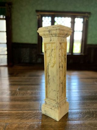Artisan Miniature Dollhouse Vintage Sculpted Faux Marble Column Plant Statue 3.  5 3
