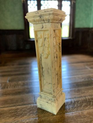 Artisan Miniature Dollhouse Vintage Sculpted Faux Marble Column Plant Statue 3.  5 4