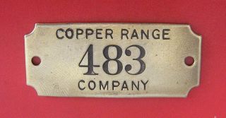 Antique Brass Mining Property Tag: Copper Range Company; Michigan