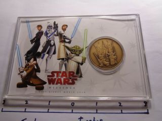 Mickey Mouse Jedi Yoda Disney 2009 Star Wars Weekend Rare Antique Bronze Coin B