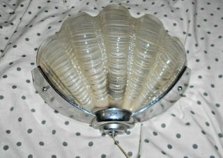 VINTAGE ART DECO ODEON CLAM SHELL WALL LIGHT PULL LIGHT SWITCH 2