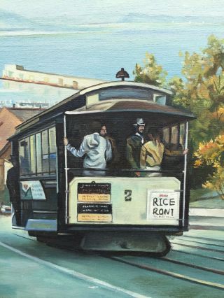 Vintage Oil Painting of San Francisco Streetcar by Sabra,  Cable Car,  Rice a Roni 2