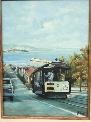 Vintage Oil Painting of San Francisco Streetcar by Sabra,  Cable Car,  Rice a Roni 3