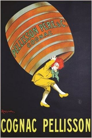 Cognac Pellisson Vintage Ad Poster French Liquor Collectors Colorful 24x36