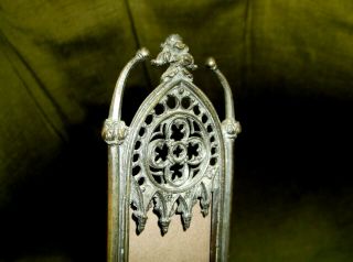Very Rare Antique 19th Century Bronze Pugin Design Gothic Mantle Ornament/frame