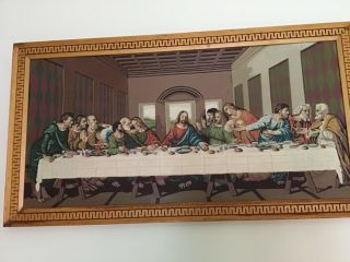 Vintage Last Supper Paint By Number Great Wood Frame