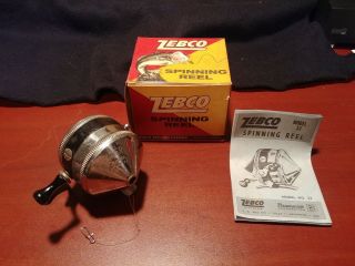 Early Vintage Chrome & Black Zebco 33 Spinning Reel W/box,  Paintwork