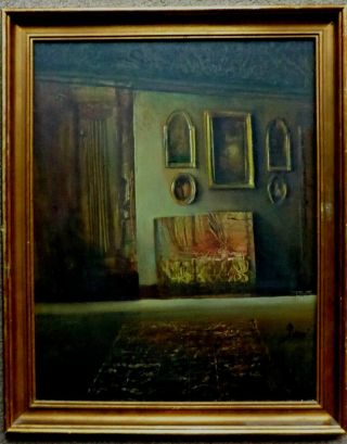 Wonderful Country House Interior Scene Antique Oil Painting By Pitre