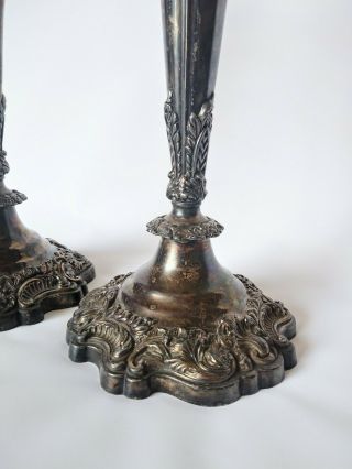 Large Antique Silver Plated Ornate Candlesticks 2