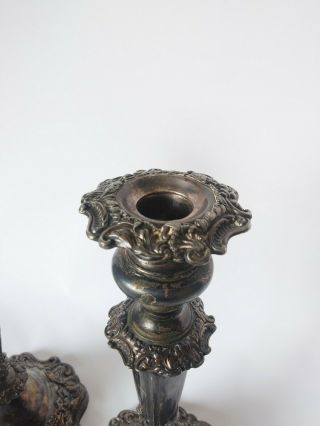 Large Antique Silver Plated Ornate Candlesticks 3