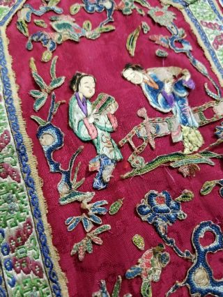 Antique Chinese 19thC Figurative Hand Embroidered Skirt 3