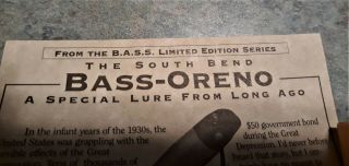 Vintage BASS - ORENO LIMITED EDITION SERIES FROM B.  A.  S.  S Fishing Lure 4