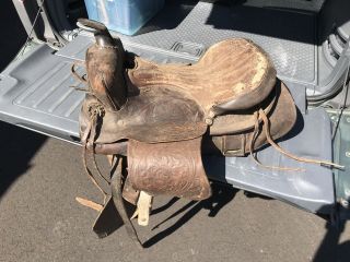 Old Vintage Antique Leather Cowboy Western Horse Saddle,