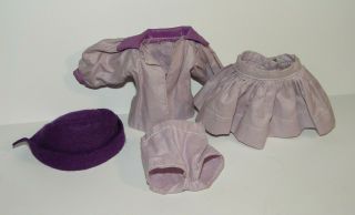 Old Vintage Vogue Ginny Doll Medford Mass Purple Dress Coat Bloomers Outfit 21