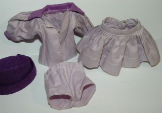 Old Vintage Vogue Ginny Doll Medford Mass Purple Dress Coat Bloomers Outfit 21 2