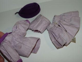 Old Vintage Vogue Ginny Doll Medford Mass Purple Dress Coat Bloomers Outfit 21 3