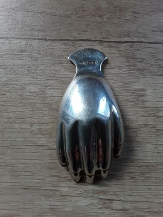 Solid Silver Caddy Spoon In The Form Of A Hand.