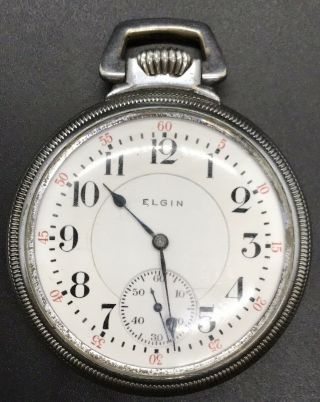 1912 Elgin B.  W.  Raymond 21j 16s R&r Grade Open Face Pocket Watch Running Nr