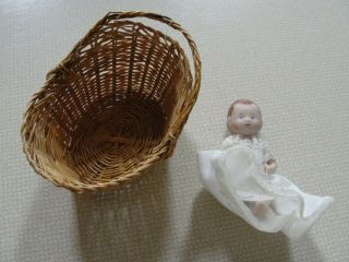Antique Doll House Miniature Porcelain Baby Doll 2.  25 