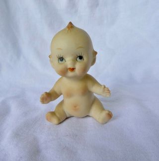 Vintage Kewpie Baby Doll Figure Sitting Salt Shaker 3 1/4 " Bisque Porcelain Tr