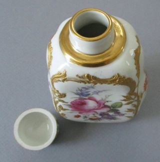 Antique 19thC KPM Porcelain HP Perfume SCENT Decanter FLOWERS w Lush GILT Paste 6