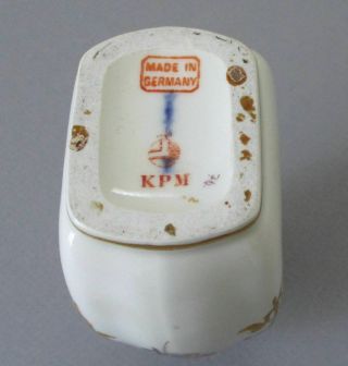 Antique 19thC KPM Porcelain HP Perfume SCENT Decanter FLOWERS w Lush GILT Paste 7