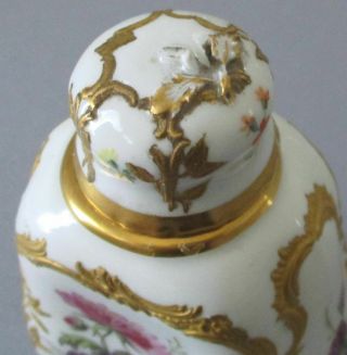 Antique 19thC KPM Porcelain HP Perfume SCENT Decanter FLOWERS w Lush GILT Paste 8