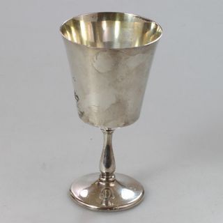 rare old vintage antique England Silver Plated Brass Metal Goblet Cup Chalice 5