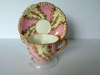 Antique Coalport Pink Cabinet Cup & Saucer Set