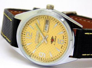 Men,  S Citizen Automatic Steel Vintage Day Date Yellow Dial Wrist Watch