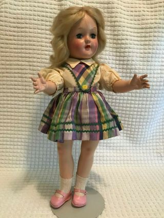 Vintage 15 Inch Ideal Toni Blonde Doll With Doll Stand