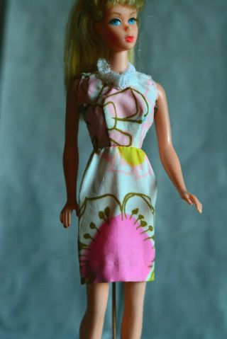 Vintage Barbie Handmade Sheath Dress Pink Big Flower,  60s