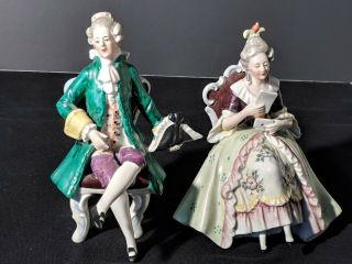 Vintage Aristocrat Male & Female Porcelain Figurines Crown Mark
