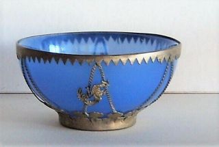 Antique Chinese Peking Blue Translucent Bowl Handmade
