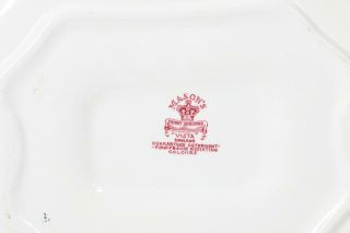 ANTIQUE LARGE MASON ' S VISTA SOUP TUREEN UNDERPLATE PINK/RED IRONSTONE - 4