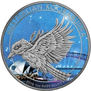 Australia 2018 1$ Australian Kookaburra 1 Oz Colouring Antique Finish Coin