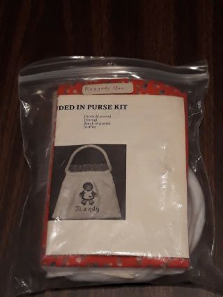 Vintage Raggedy Ann Purse Kit With Handles,  Instructions Cross Stitch Open