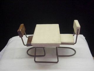 Vintage Set Of Wood And Wire Table And Chairs Picnic Set