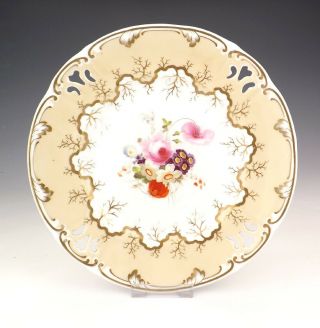 Antique English Porcelain Hand Painted Flower Decorated Plate -